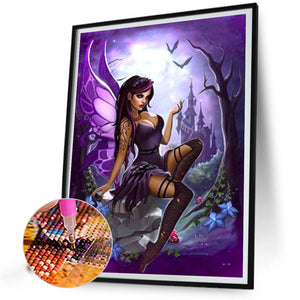 Magical Dark Girl 30*40CM(Canvas) Full Round Drill Diamond Painting