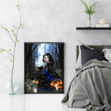 Load image into Gallery viewer, Yishu - Halloween Witch Cool Girl - 50*65CM 11CT 3 Stamped Cross Stitch
