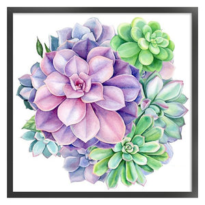 Yishu - Succulents - 50*50CM 11CT 3 Stamped Cross Stitch