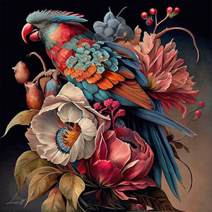 Parrot And Flowers 40*40CM(Canvas) Full Round Drill Diamond Painting