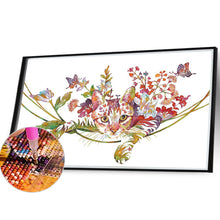 Load image into Gallery viewer, Cat With Flowers 40*30CM(Canvas) Full Round Drill Diamond Painting
