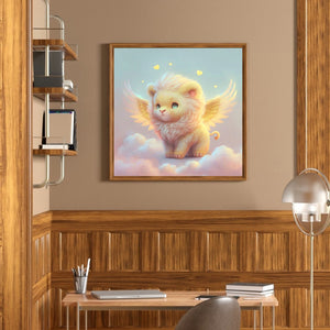 Light Yellow Lion With Angel Wings 30*30CM(Canvas) Full Round Drill Diamond Painting