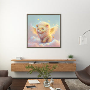 Light Yellow Lion With Angel Wings 30*30CM(Canvas) Full Round Drill Diamond Painting