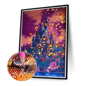 Sky Lantern Castle 30*50CM(Canvas) Full Round Drill Diamond Painting