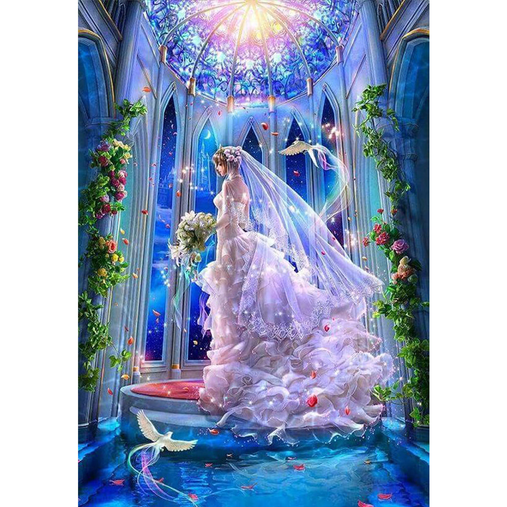 Yishu - Girl In A Wedding Dress - 50*72CM 11CT 3 Stamped Cross Stitch