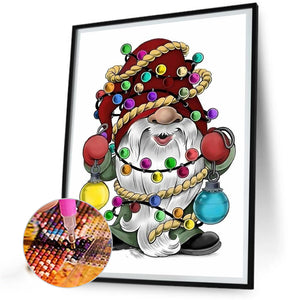 Dwarf Holding A Lantern 30*40CM(Canvas) Full Round Drill Diamond Painting