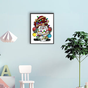 Dwarf Holding A Lantern 30*40CM(Canvas) Full Round Drill Diamond Painting