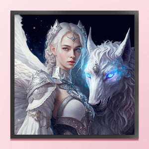 Yishu - Girl And Wolf In The Lost Ark Game - 50*50CM 11CT 3 Stamped Cross Stitch