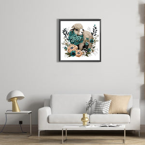 Flowers And Black Sheep 30*30CM(Canvas) Full Round Drill Diamond Painting