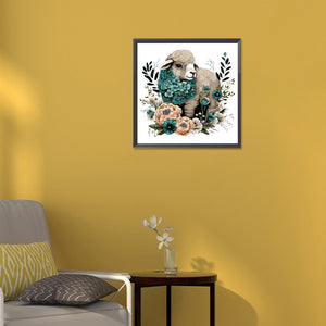 Flowers And Black Sheep 30*30CM(Canvas) Full Round Drill Diamond Painting