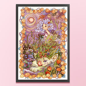 Huancan - Illustrated Girl - 50*75CM 11CT 3 Stamped Cross Stitch