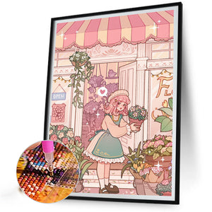 Florist Girl 40*50CM(Canvas) Full Round Drill Diamond Painting