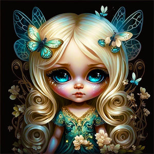 Yishu - Big-Eyed Doll - 50*50CM 11CT 3 Stamped Cross Stitch