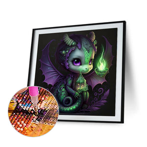 Green Candlelight Dinosaur 45*45CM(Canvas) Full Round Drill Diamond Painting