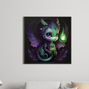 Green Candlelight Dinosaur 45*45CM(Canvas) Full Round Drill Diamond Painting