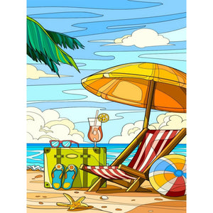 Beach Chair 30*40CM(Canvas) Full Round Drill Diamond Painting