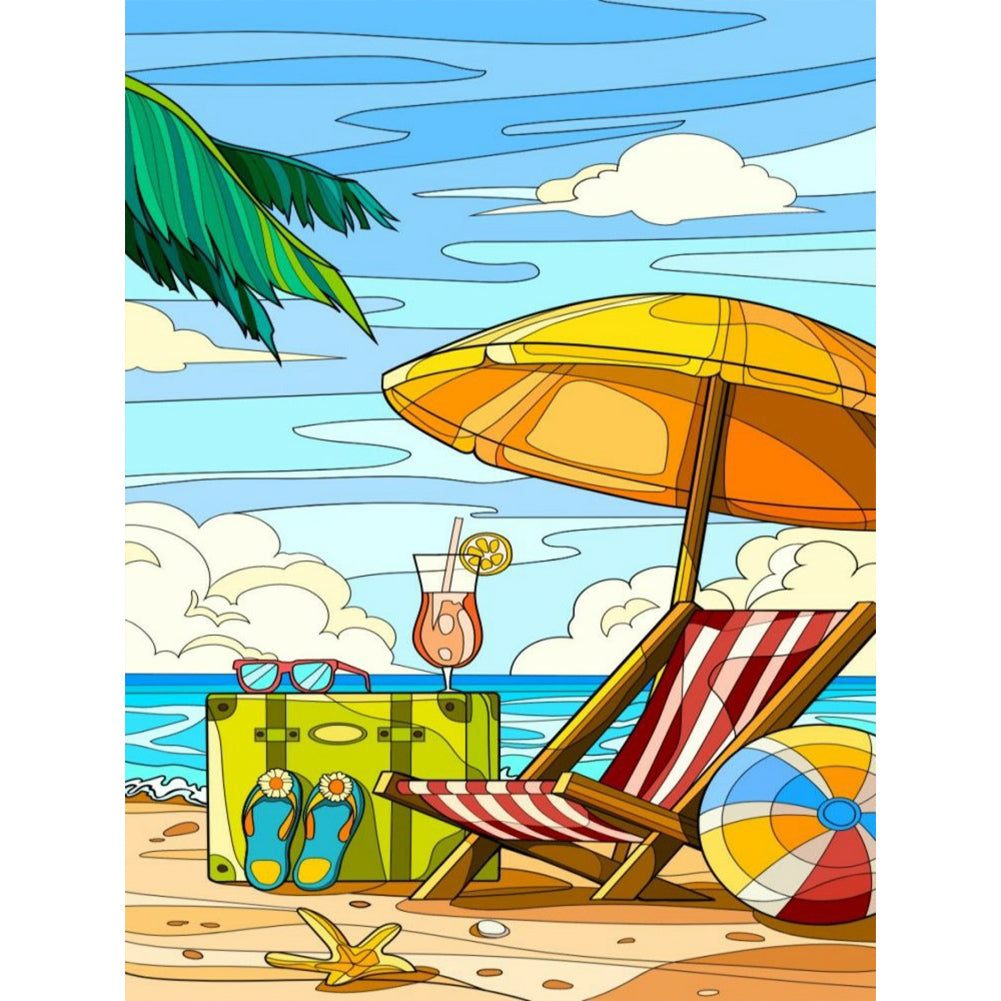 Beach Chair 30*40CM(Canvas) Full Round Drill Diamond Painting