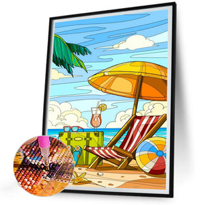 Beach Chair 30*40CM(Canvas) Full Round Drill Diamond Painting