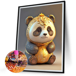 Gold-Rimmed Panda 30*40CM(Canvas) Full Round Drill Diamond Painting