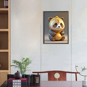 Gold-Rimmed Panda 30*40CM(Canvas) Full Round Drill Diamond Painting