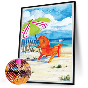Beach Chair 30*40CM(Canvas) Full Round Drill Diamond Painting