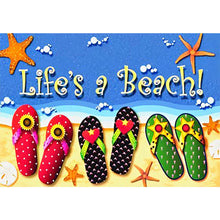 Load image into Gallery viewer, Summer Beach Flip-Flops 50*35CM(Canvas) Full Round Drill Diamond Painting
