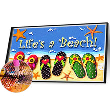 Load image into Gallery viewer, Summer Beach Flip-Flops 50*35CM(Canvas) Full Round Drill Diamond Painting
