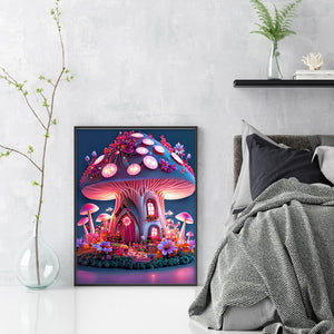 Huancan - Fantasy Mushroom House - 50*65CM 11CT 3 Stamped Cross Stitch
