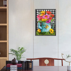 Kettle Daisy Bouquet 30*40CM(Canvas) Full Round Drill Diamond Painting
