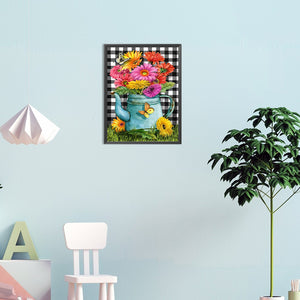 Kettle Daisy Bouquet 30*40CM(Canvas) Full Round Drill Diamond Painting