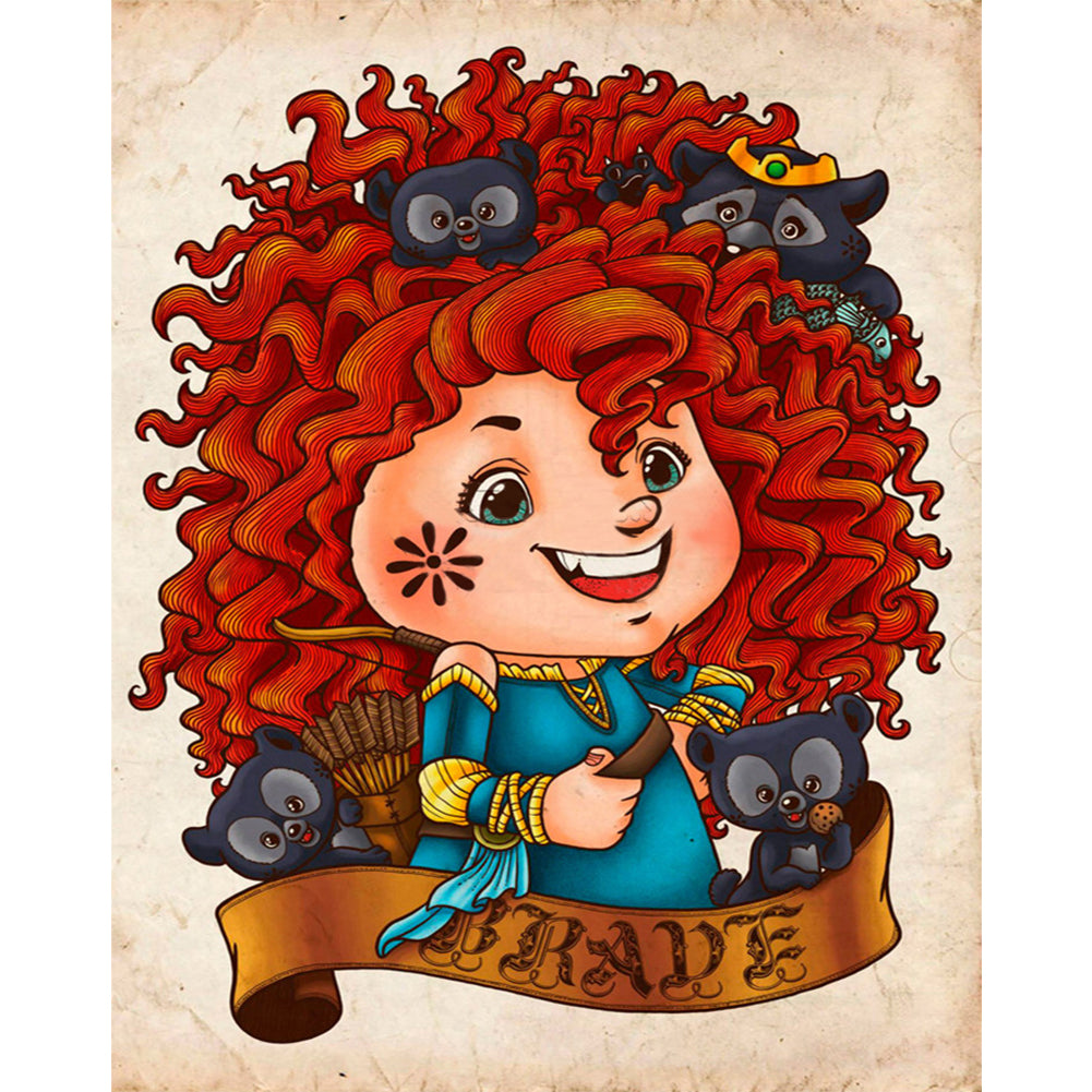 Yishu - Disney Princess Merida - 40*53CM 11CT 3 Stamped Cross Stitch