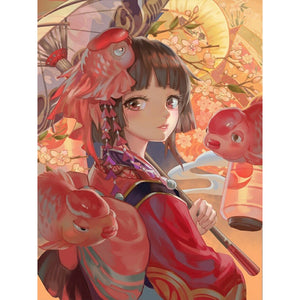Cartoon Girl 30*40CM(Canvas) Full Round Drill Diamond Painting