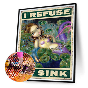 Mermaid Girl Poster 40*50CM(Canvas) Full Round Drill Diamond Painting