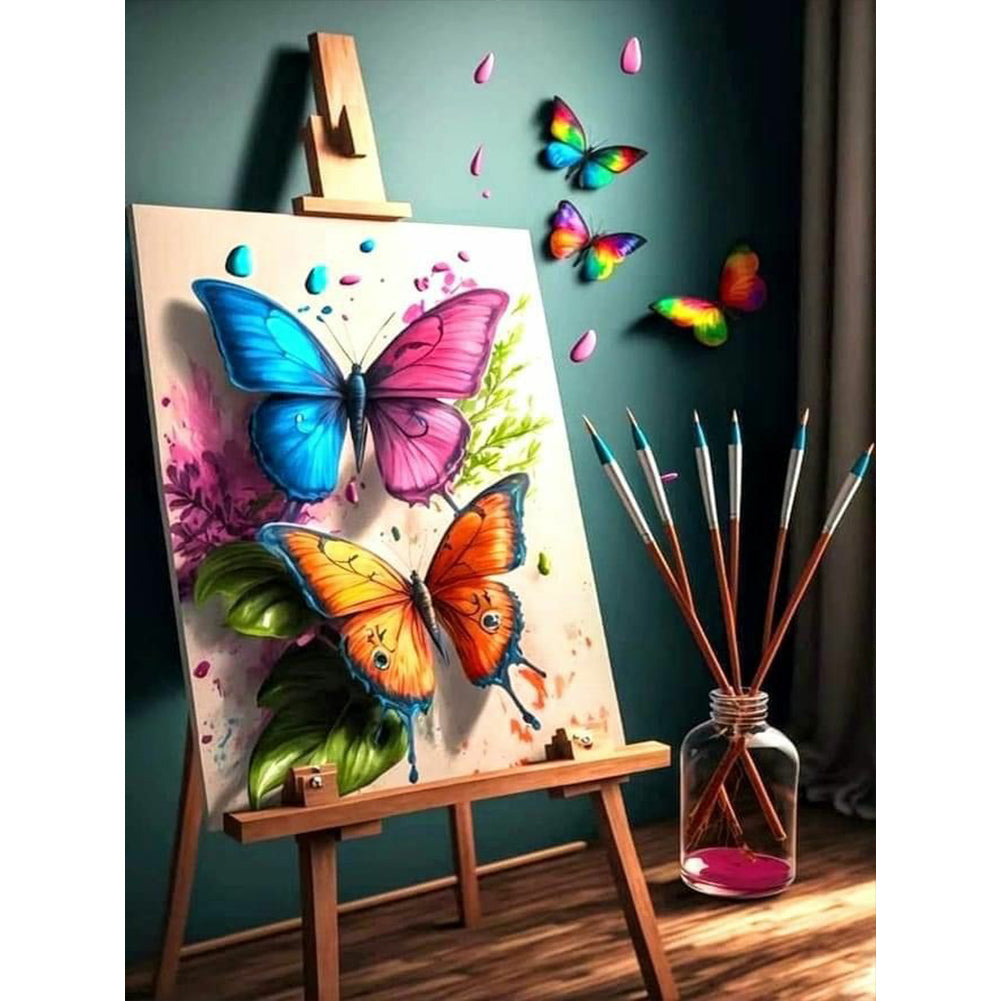 Beautiful Butterfly Painting 30*40CM(Canvas) Full Round Drill Diamond Painting
