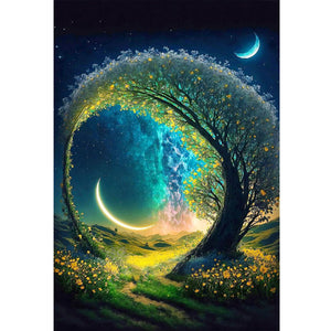 Huancan - Beautiful Tree - 50*70CM 16CT 2 Stamped Cross Stitch