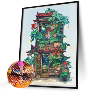 Fairy Tale Bookhouse 40*50CM(Canvas) Full Round Drill Diamond Painting