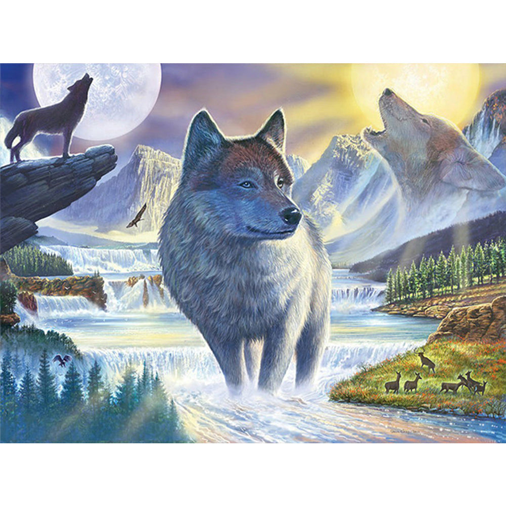 Wolf 40*30CM(Canvas) Full Round Drill Diamond Painting