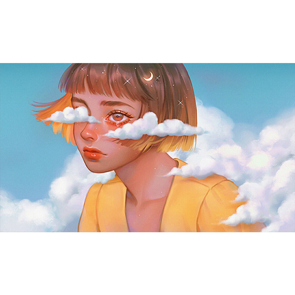 Girl In The Clouds 70*40CM(Canvas) Full Round Drill Diamond Painting