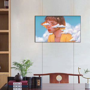 Girl In The Clouds 70*40CM(Canvas) Full Round Drill Diamond Painting