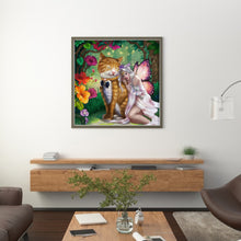 Load image into Gallery viewer, Yishu - Elf And Big Cat - 50*50CM 11CT 3 Stamped Cross Stitch
