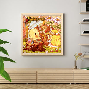 Yishu - Hedgehog And Little Girl - 50*50CM 11CT 3 Stamped Cross Stitch