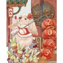 Load image into Gallery viewer, Huancan - New Year Bunny - 45*55CM 11CT 3 Stamped Cross Stitch
