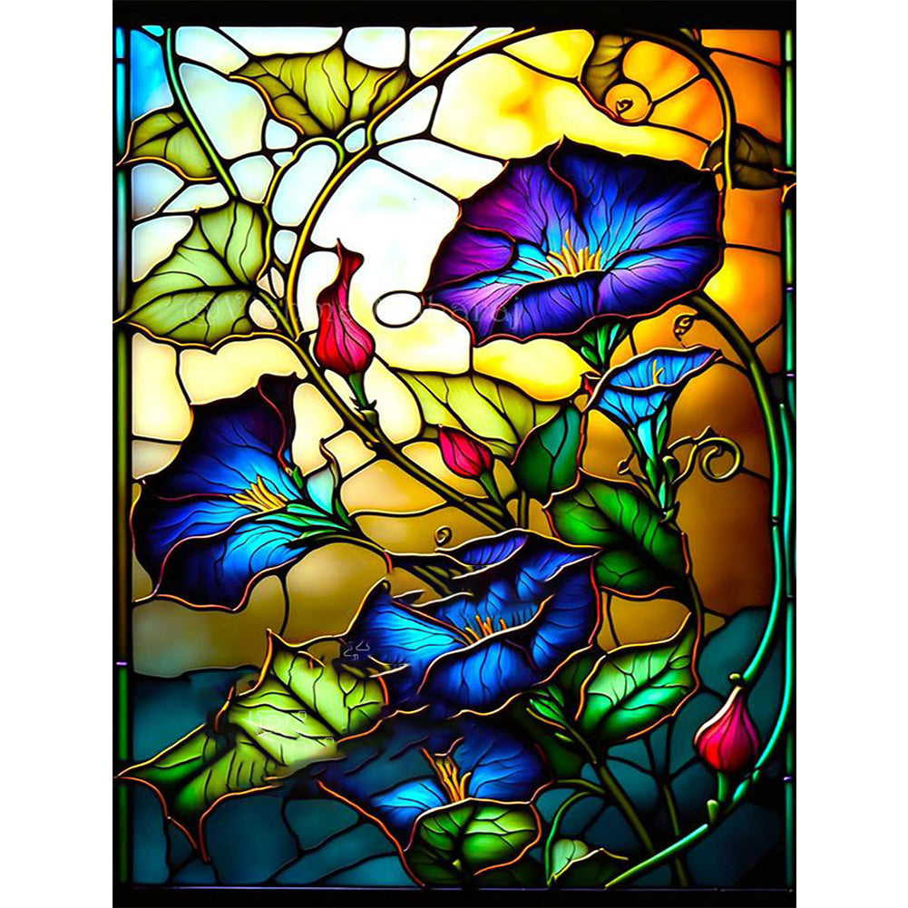 Huancan - Window Paper-Cut Morning Glory - 50*65CM 14CT 2 Stamped Cross Stitch