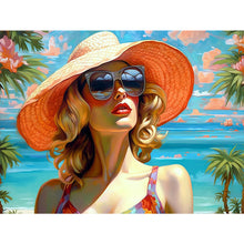 Load image into Gallery viewer, Woman In A Hat 40*30CM(Canvas) Full Round Drill Diamond Painting
