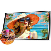 Load image into Gallery viewer, Woman In A Hat 40*30CM(Canvas) Full Round Drill Diamond Painting
