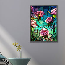 Load image into Gallery viewer, Pink Rose Glass Painting 40*60CM(Canvas) Full Round Drill Diamond Painting
