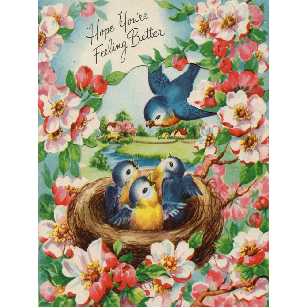 Birdsong And Flowers 30*40CM(Canvas) Full Round Drill Diamond Painting