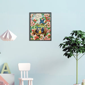 Birdsong And Flowers 30*40CM(Canvas) Full Round Drill Diamond Painting