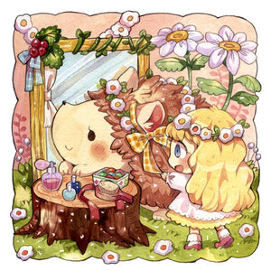 Huancan - Hedgehog And Little Girl - 50*50CM 11CT 3 Stamped Cross Stitch