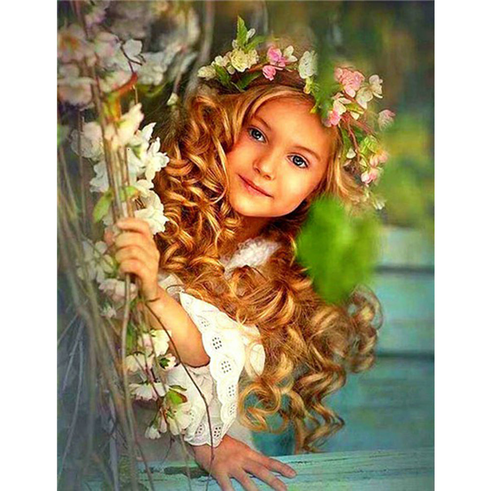Little Girl Under A Branch 50*60CM(Canvas) Full Round Drill Diamond Painting